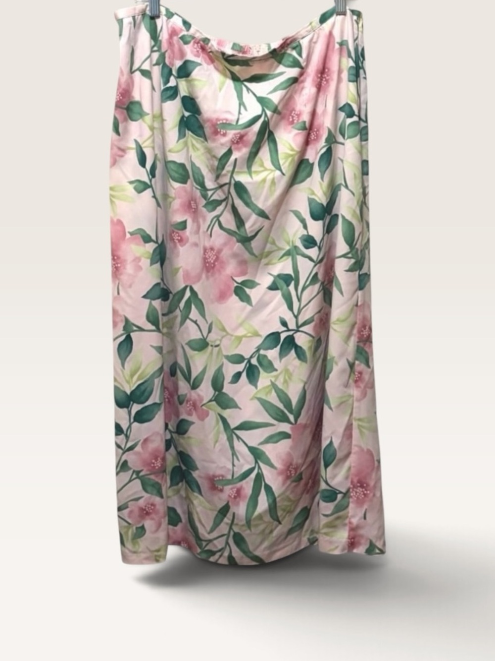 VINTAGE Jaclyn Smith Plus 20W Pink Green Floral Midi Skirt Elastic Waist Y2K